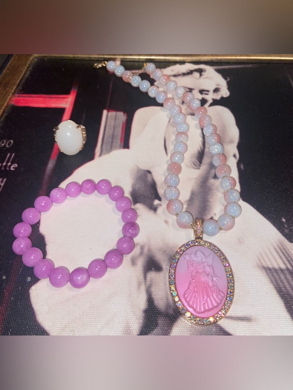 Kirks Folly Fairy Godmother Necklace & Kunzite Bracelet & Moonstone Ring #142